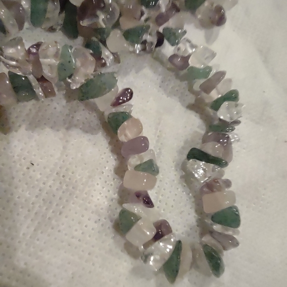 Vintage long Glass gem Stone necklace - Picture 8 of 9